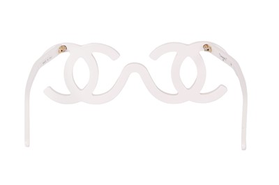 Lot 82 - A pair of Chanel by Karl Lagerfeld white plastic glasses, Autumn-Winter 1994-95