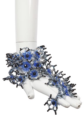 Lot 74 - A Chanel by Vanessa Seward black and blue beaded jewellery set, Autumn-Winter 1998-99