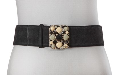 Lot 54 - A Chanel by Karl Lagerfeld black suede belt, Autumn-Winter 2008-09