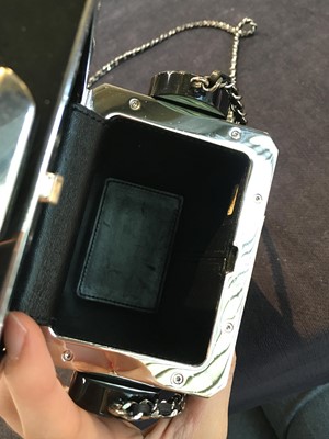 Lot 8 - A Chanel by Karl Lagerfeld black plexiglass and strass robot minaudière, Spring-Summer 2017