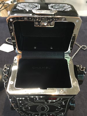 Lot 8 - A Chanel by Karl Lagerfeld black plexiglass and strass robot minaudière, Spring-Summer 2017