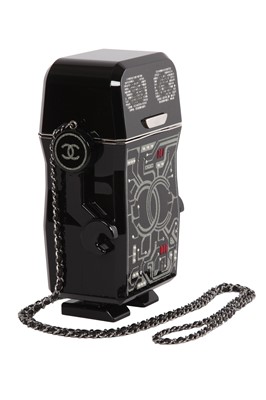 Lot 8 - A Chanel by Karl Lagerfeld black plexiglass and strass robot minaudière, Spring-Summer 2017