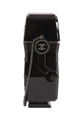 Lot 8 - A Chanel by Karl Lagerfeld black plexiglass and strass robot minaudière, Spring-Summer 2017