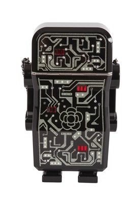 Lot 8 - A Chanel by Karl Lagerfeld black plexiglass and strass robot minaudière, Spring-Summer 2017