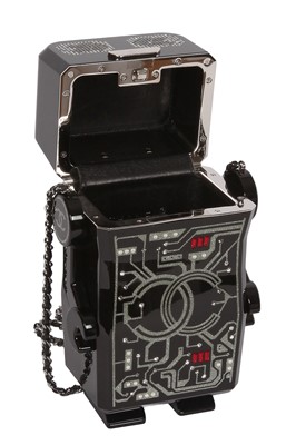 Lot 8 - A Chanel by Karl Lagerfeld black plexiglass and strass robot minaudière, Spring-Summer 2017