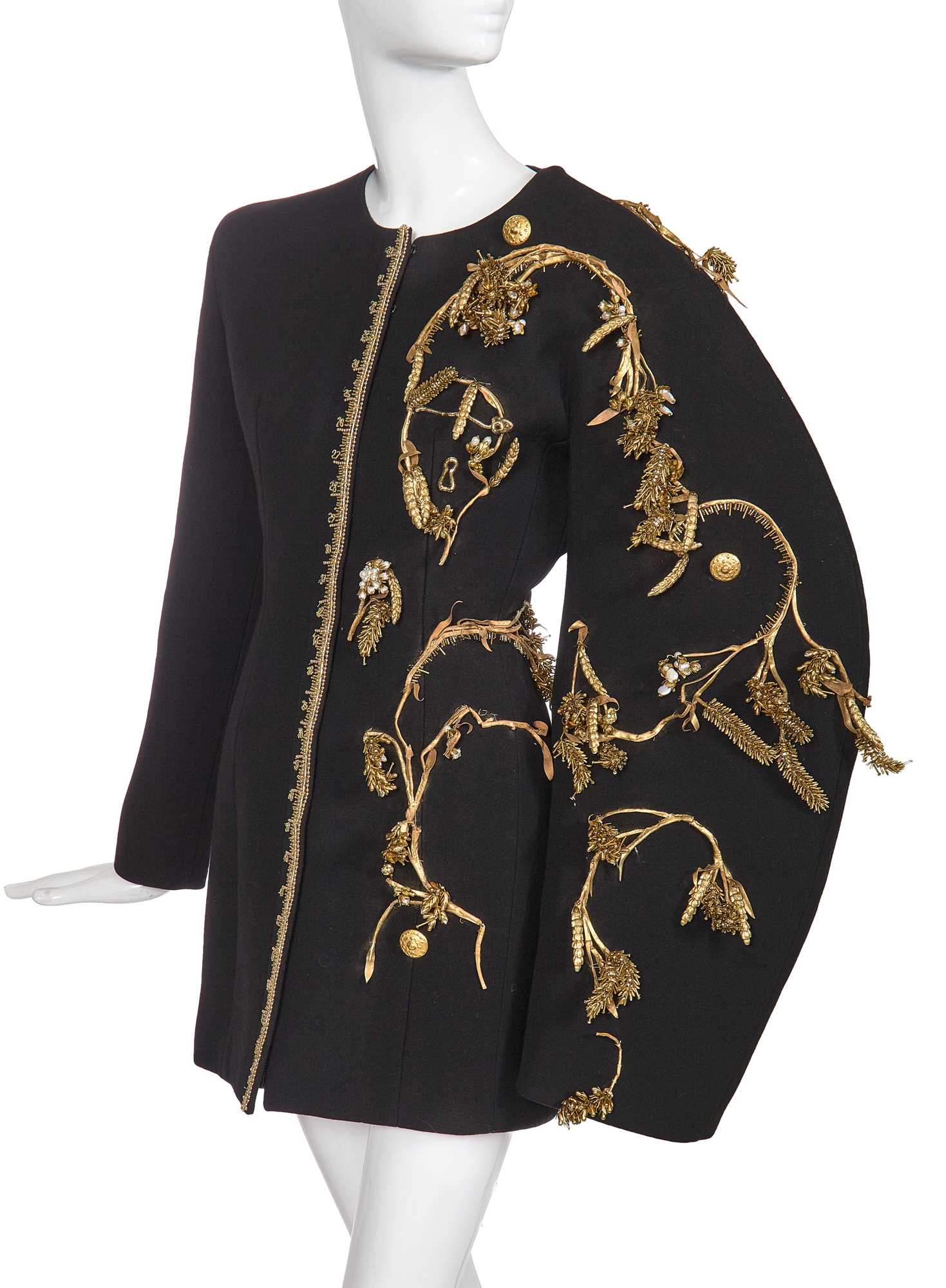 Lot 89 - A fine Schiaparelli haute couture by Daniel Roseberry embellished black wool coat-dress, Autumn-Winter 2022-23