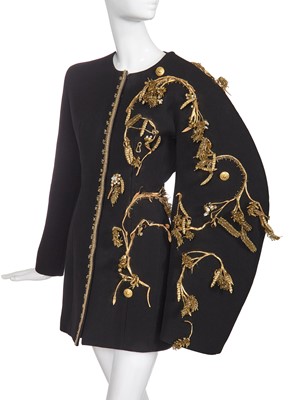 Lot 89 - A fine Schiaparelli haute couture by Daniel Roseberry embellished black wool coat-dress, Autumn-Winter 2022-23