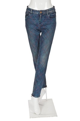 Lot 63 - A pair of Chanel by Karl Lagerfeld lattice-stitched denim jeans, Spring-Summer 2005