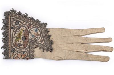 Lot 100 - A pair of men's embroidered leather gauntlet...