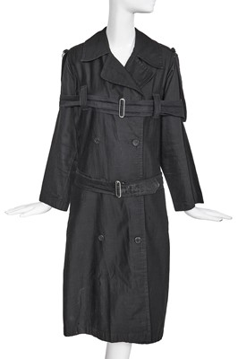 Lot 372 - A rare Westwood/McLaren Sex/Seditionaries cotton black-out fabric unisex trench coat, circa 1976