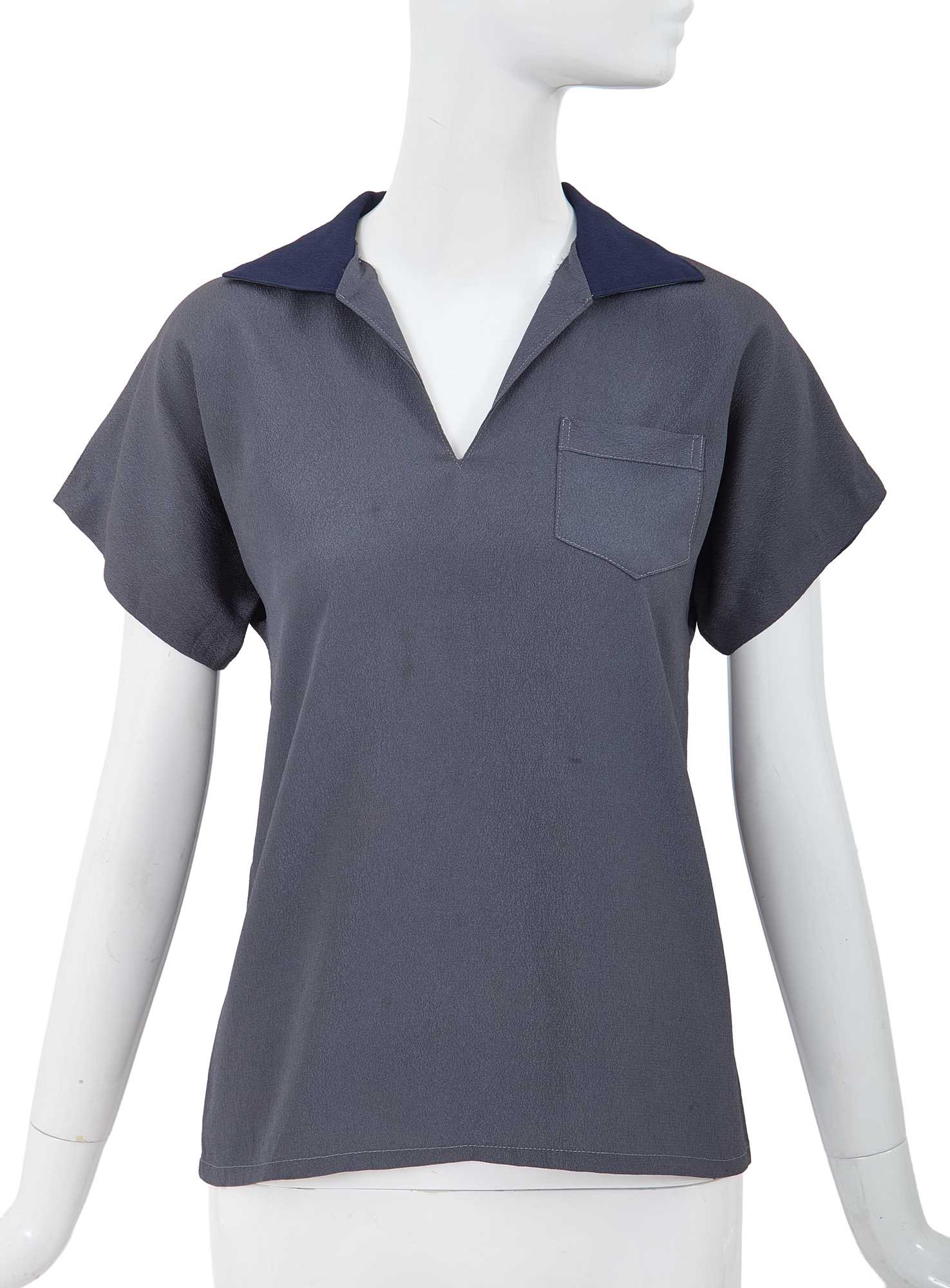 Lot 7 - A Comme des Garçons steel blue crêpe top, 1970s