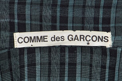 Lot 11 - A Comme des Garçons black and teal checked linen sleeveless top, 1970s