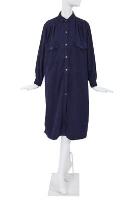 Lot 12 - A Comme des Garçons blue cotton moleskin shirt-dress, 1970s