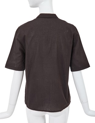 Lot 14 - A Comme des Garçons brown sheer linen double-breasted top, 1970s