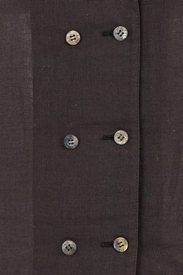 Lot 14 - A Comme des Garçons brown sheer linen double-breasted top, 1970s