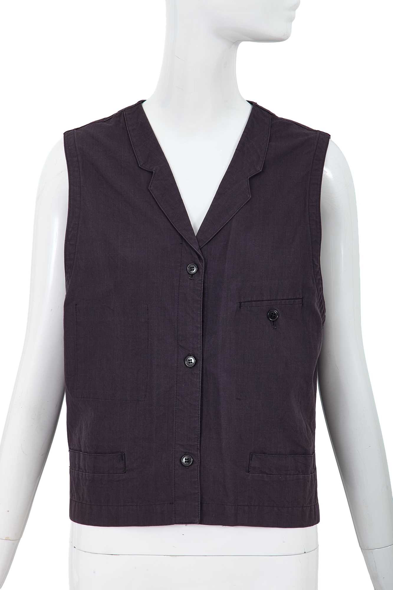 Lot 15 - A Comme des Garçons ink blue cotton waistcoat, 1970s
