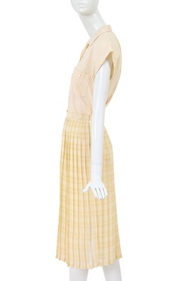 Lot 17 - A Comme des Garçons white and beige checked cotton ensemble, 1970s