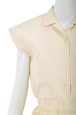 Lot 17 - A Comme des Garçons white and beige checked cotton ensemble, 1970s