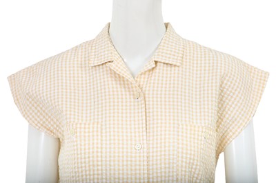 Lot 17 - A Comme des Garçons white and beige checked cotton ensemble, 1970s