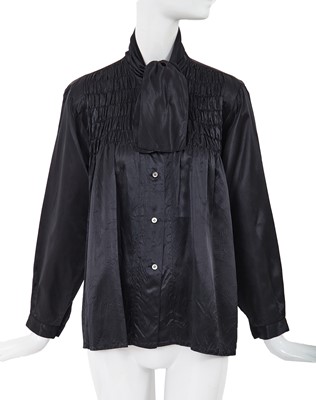 Lot 46 - A Comme des Garçons black satin smock, ‘Indigo Dye and Twist’ collection, Spring-Summer 1982