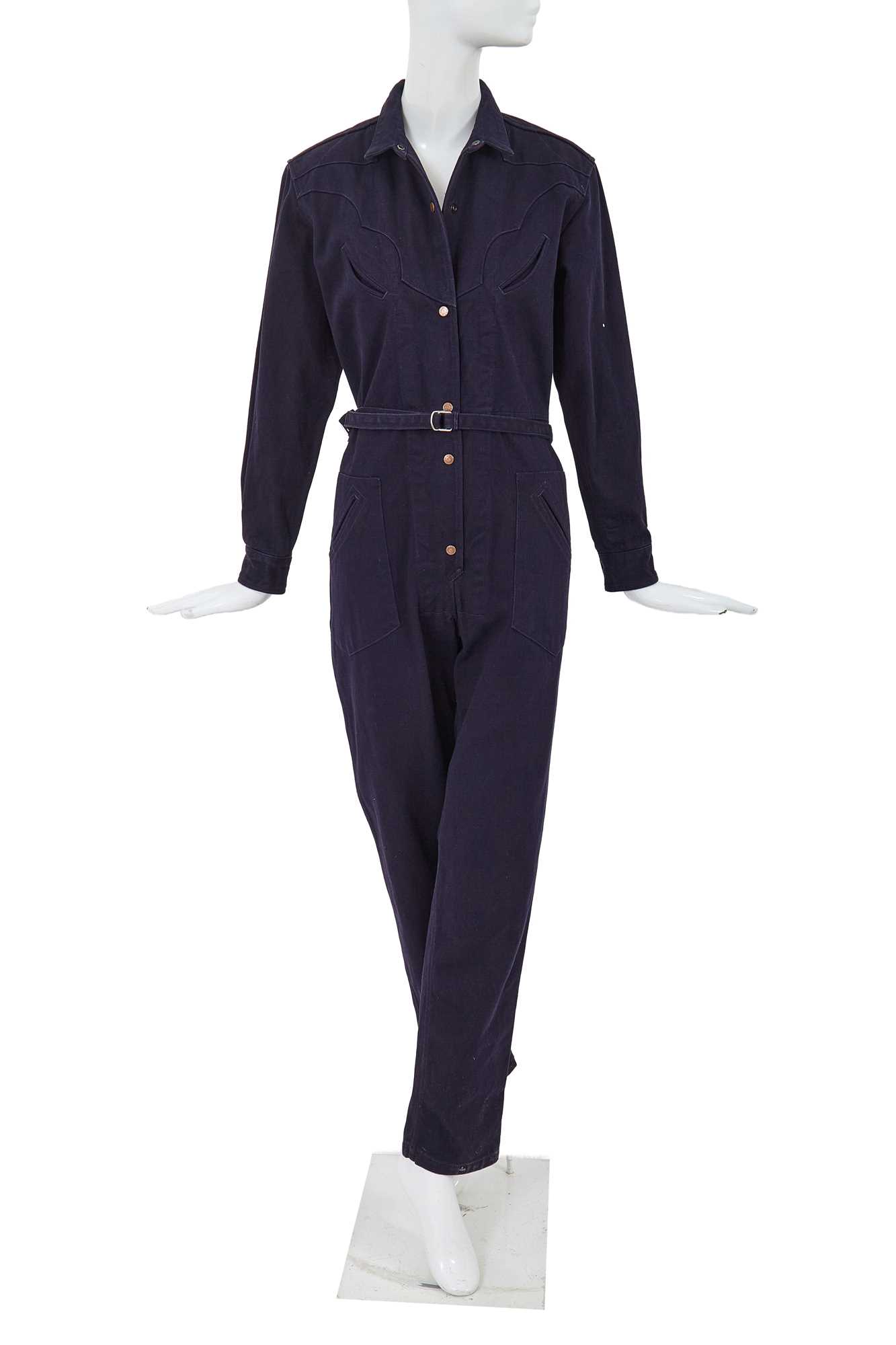 Lot 21 - A Comme des Garçons Western-inspired navy cotton drill jumpsuit, circa 1980
