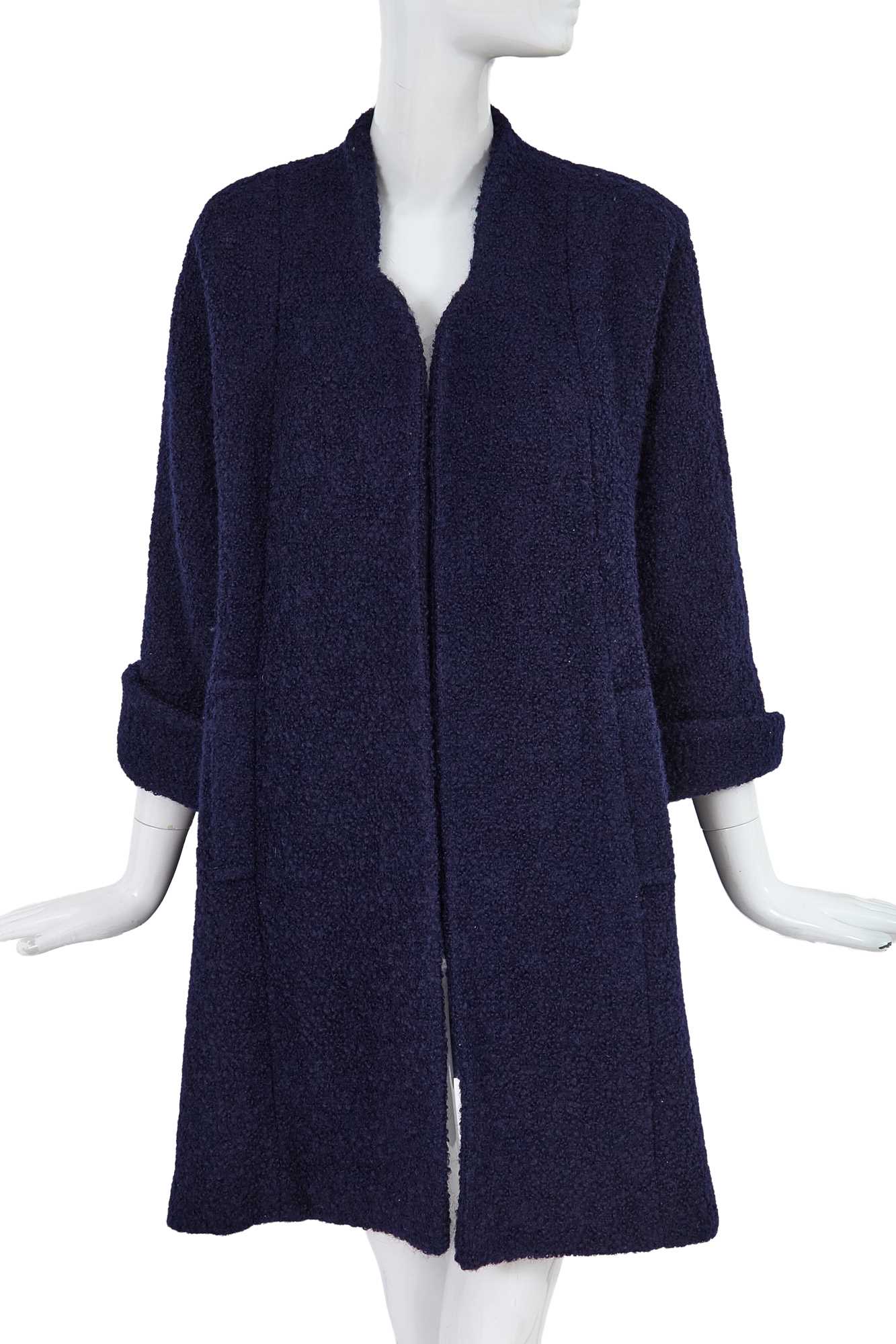 Lot 20 - A Comme des Garçons navy bouclé mohair coat, circa 1980