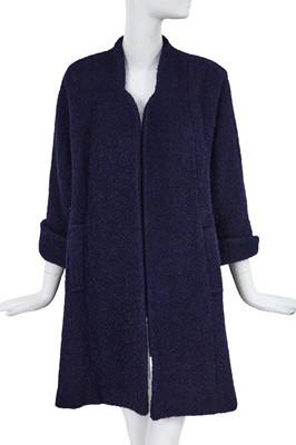 Lot 20 - A Comme des Garçons navy bouclé mohair coat, circa 1980