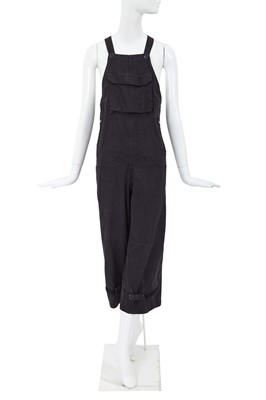Lot 34 - A pair of Comme des Garçons black cotton dungarees, circa 1981