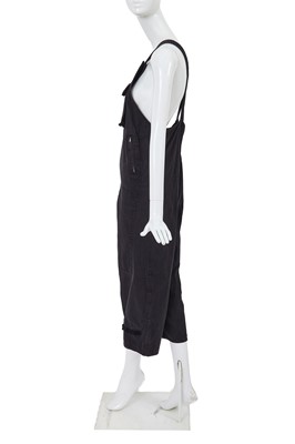 Lot 34 - A pair of Comme des Garçons black cotton dungarees, circa 1981