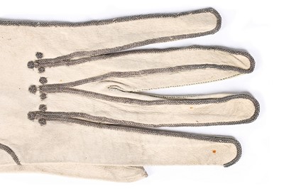Lot 99 - A fine pair of men's embroidered white kid...