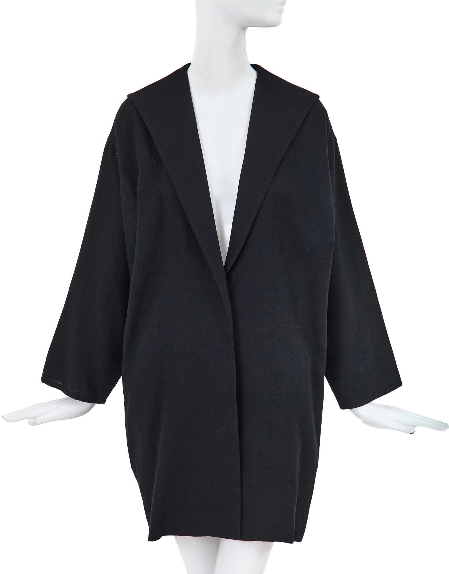 Lot 43 - A Comme des Garçons black wool crêpe coat, probably ‘Pirates’ collection, Autumn-Winter 1981-82