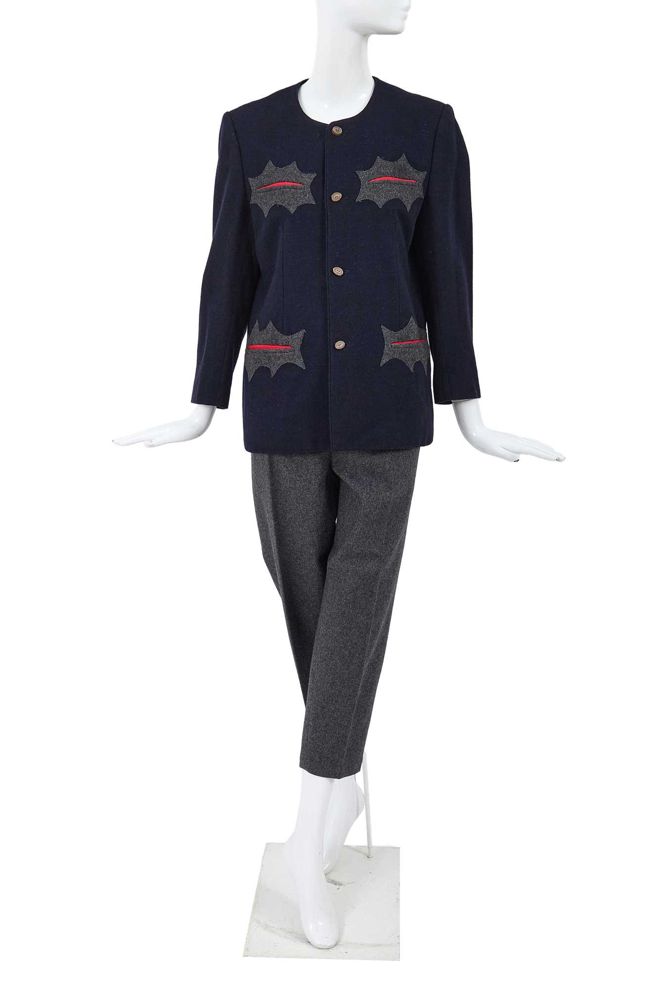 Lot 38 - A Comme des Garçons navy and grey wool ensemble, ‘Pirates’ collection, Autumn-Winter 1981-82