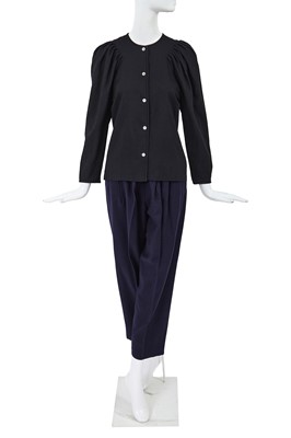 Lot 40 - A Comme des Garçons black and blue wool ensemble, probably ‘Pirates’ collection, Autumn-Winter 1981-82