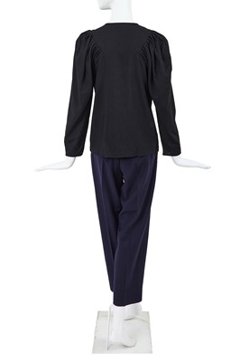 Lot 40 - A Comme des Garçons black and blue wool ensemble, probably ‘Pirates’ collection, Autumn-Winter 1981-82