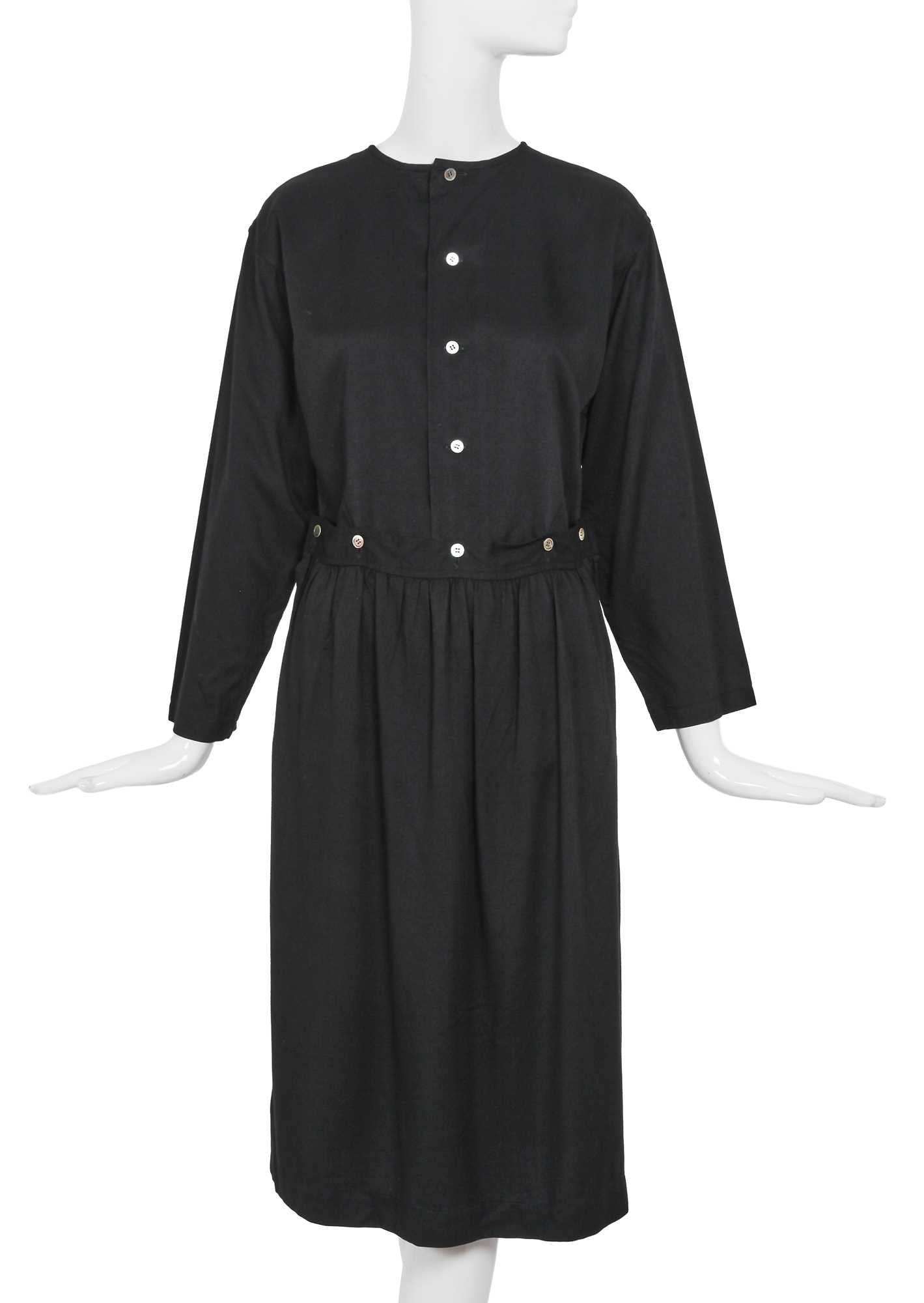 Lot 48 - A Comme des Garçons black rayon dress, probably ‘Indigo Dye and Twist’ collection, Spring-Summer 1982