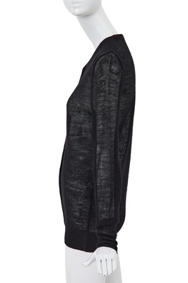 Lot 66 - A Comme des Garçons black wool-acrylic blend cardigan, probably 'Holes' collection, Autumn-Winter 1982-83