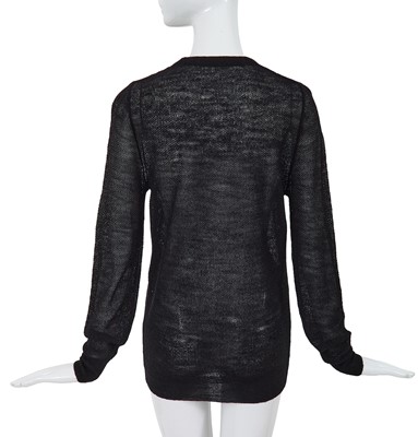 Lot 66 - A Comme des Garçons black wool-acrylic blend cardigan, probably 'Holes' collection, Autumn-Winter 1982-83