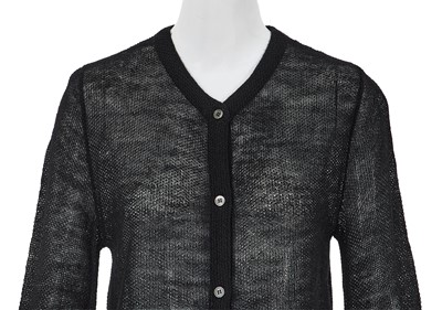 Lot 66 - A Comme des Garçons black wool-acrylic blend cardigan, probably 'Holes' collection, Autumn-Winter 1982-83