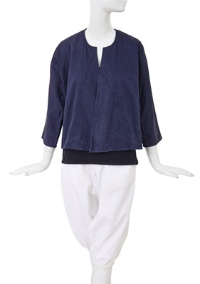 Lot 49 - A Comme des Garçons blue and white cotton ensemble, probably ‘Indigo Dye and Twist’ collection, Spring-Summer 1982