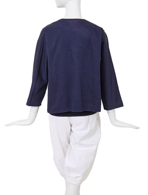 Lot 49 - A Comme des Garçons blue and white cotton ensemble, probably ‘Indigo Dye and Twist’ collection, Spring-Summer 1982