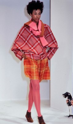 Lot 61 - A Comme des Garçons red and white tartan wool top, ‘Holes’ collection, Autumn-Winter 1982-83