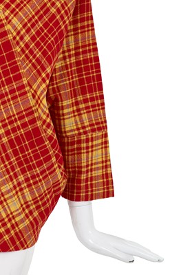Lot 61 - A Comme des Garçons red and white tartan wool top, ‘Holes’ collection, Autumn-Winter 1982-83
