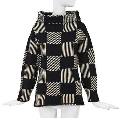 Lot 81 - A Comme des Garçons black and white wool sweater, probably ‘Gloves, Skirts, Quilted Big Coats’ collection, Autumn-Winter 1983-84