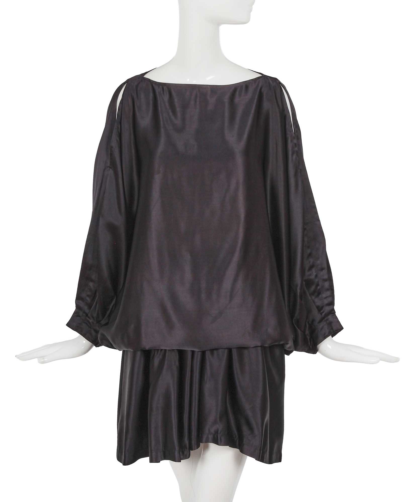 Lot 62 - A Comme des Garçons dark blue satin ensemble, ‘Holes’ collection, Autumn-Winter 1982-83