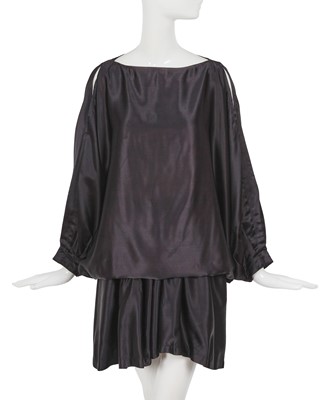 Lot 62 - A Comme des Garçons dark blue satin ensemble, ‘Holes’ collection, Autumn-Winter 1982-83