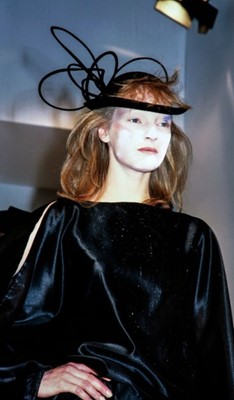 Lot 62 - A Comme des Garçons dark blue satin ensemble, ‘Holes’ collection, Autumn-Winter 1982-83