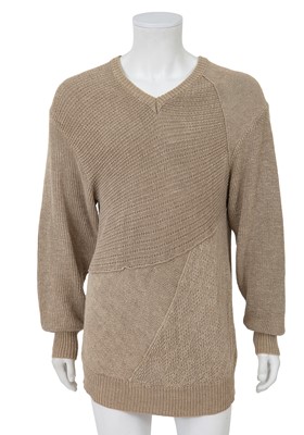 Lot 244 - A Comme des Garçons men's beige knitted cotton sweater, probably ‘Patchworks and X’ collection, Spring-Summer 1983