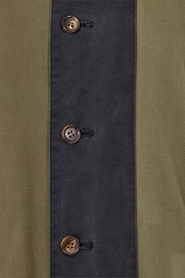 Lot 45 - A Comme des Garçons green and navy cotton drill coat, probably ‘Indigo Dye and Twist’ collection, Spring-Summer 1982