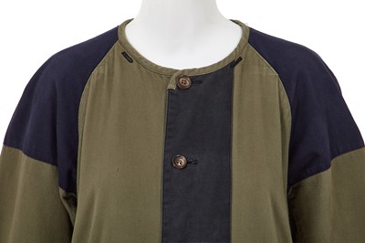 Lot 45 - A Comme des Garçons green and navy cotton drill coat, probably ‘Indigo Dye and Twist’ collection, Spring-Summer 1982