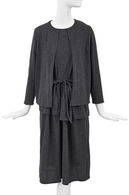 Lot 69 - A Comme des Garçons grey wool jersey three-piece ensemble, probably ‘Patchworks and X’ collection, Spring-Summer 1983